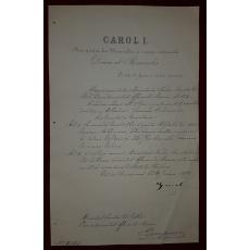 REGELE CAROL I SI ION CAMPINEANU , DOCUMENT DE CANCELARIE, SEMNATURI ORIGINALE!!!, 1879