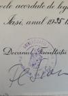 Diploma de Licenta in Drept, perioada Carol II, semnaturi Decan ( Florin Sion ) , Iasi 1935